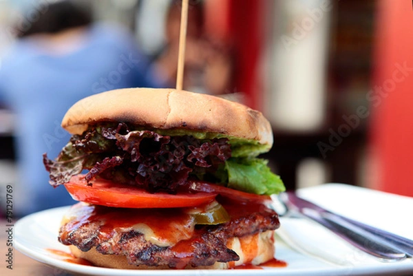 Fototapeta hamburger on a plate