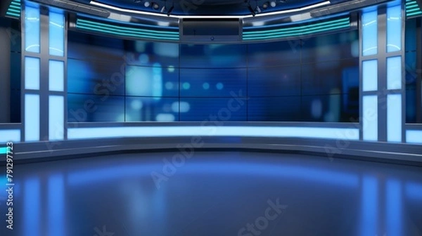Obraz A stunning 3D virtual studio with the perfect background for TV shows and news slides