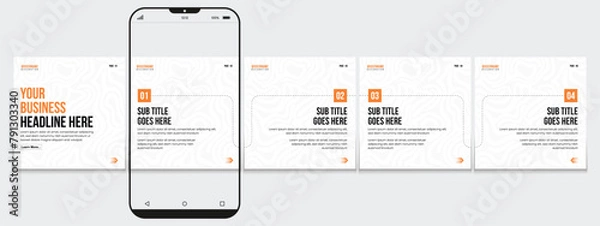 Fototapeta Set of LinkedIn carousel post, social media Instagram carousel post, modern and editable business carousel template design