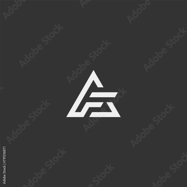 Fototapeta AF monogram logo in black and white. A and F logo