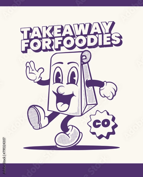 Obraz cute packaging retro character illustration