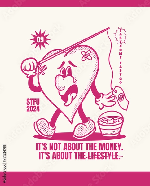 Obraz cute heart retro character illustration