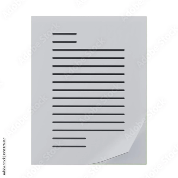 Fototapeta documents paper, office 3d icon illustration with transparent background