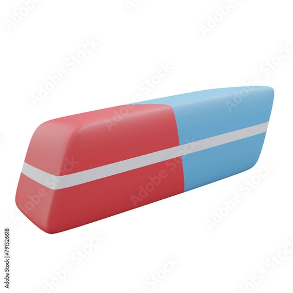 Fototapeta eraser, office 3d icon illustration with transparent background