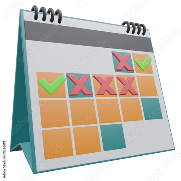 Fototapeta failed schedule, office 3d icon illustration with transparent background