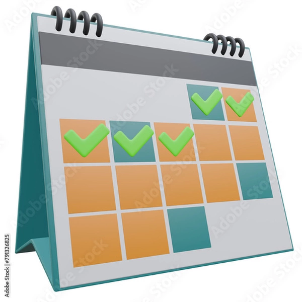 Fototapeta schedule, office 3d icon illustration with transparent background