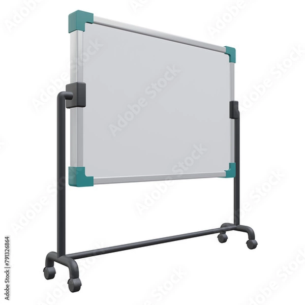 Fototapeta whiteboard, office 3d icon illustration with transparent background