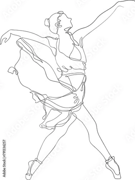 Fototapeta Ballet Dancer in Continuous Line Art