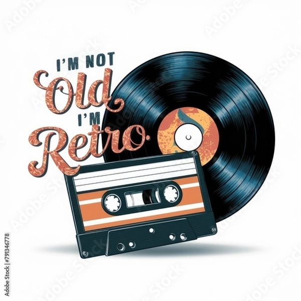 Fototapeta tape, cassette, record, cd retro style poster design