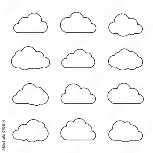 Obraz Thin lines clouds on white