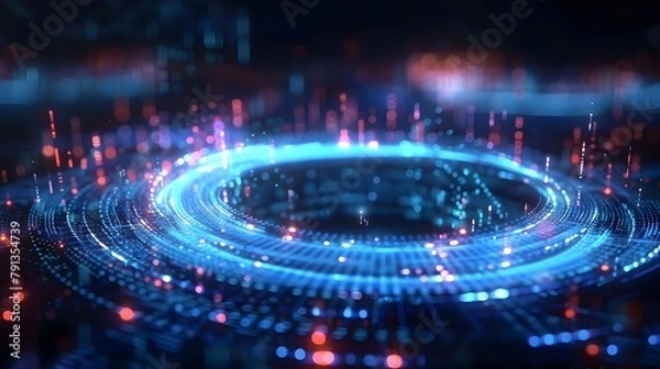 Fototapeta Artificial intelligence technology, cybersecurity big data concept, advanced tech background in abstract big data.