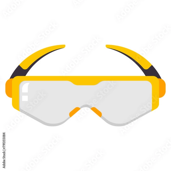 Fototapeta Safety glasses with side shields vector cartoon illustration isolated on a white background.