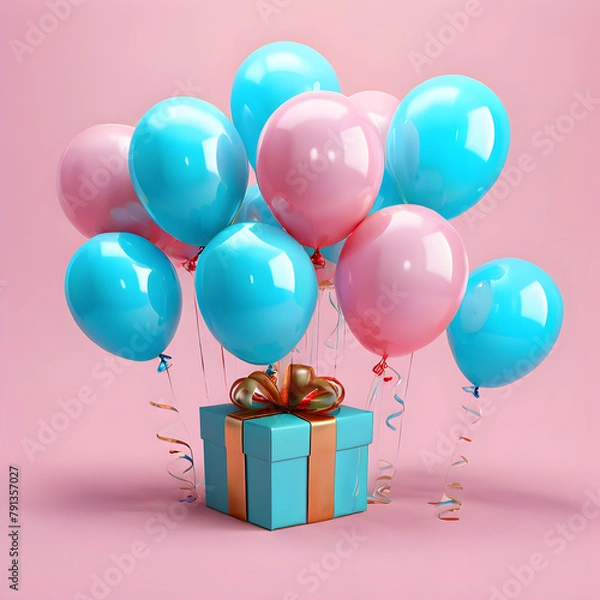 Fototapeta gift box with balloons
