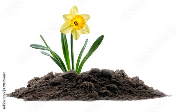 Obraz Plantes aromatiques, fleurs, posées sur un tas de terre