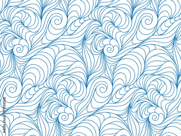 Fototapeta Vector seamless wave background of drawn lines