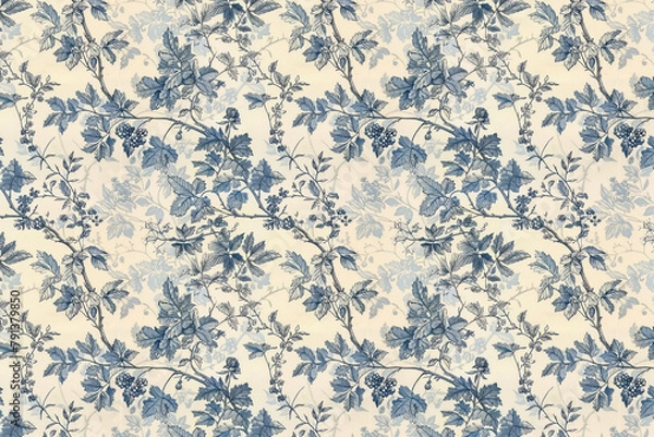 Fototapeta Toile floral pattern tapestry. Vintage botanical wallpaper pattern. Background image. Created with Generative AI technology