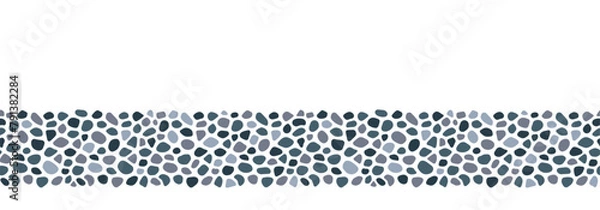 Fototapeta Stones seamless borders vector illustration. Grey paving seamless patterns. Smooth pebble and gravel template background. Doodle cobblestones, cute rounded shapes for interior,travel,spa salon design