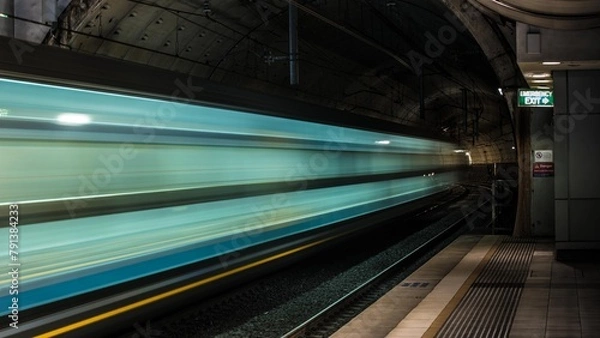 Obraz Train blur in tunnel