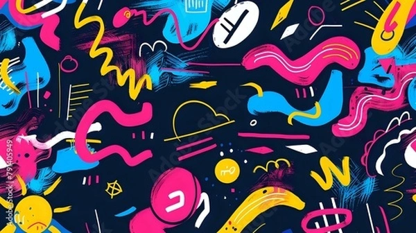 Fototapeta Loud and Confident: Maximalist Neon Abstract Composition