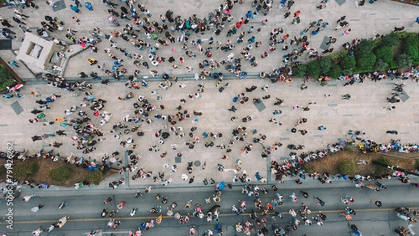 Obraz Aerial View of the people protest