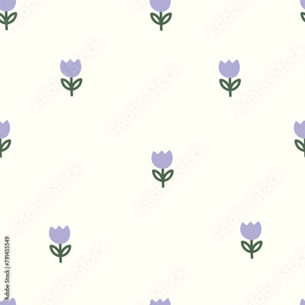 Fototapeta Seamless pattern with tulips. Cute vector pattern.
