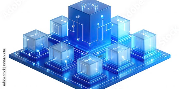 Fototapeta Enterprise Zone 3D Scene with Frosted Glass Cube
