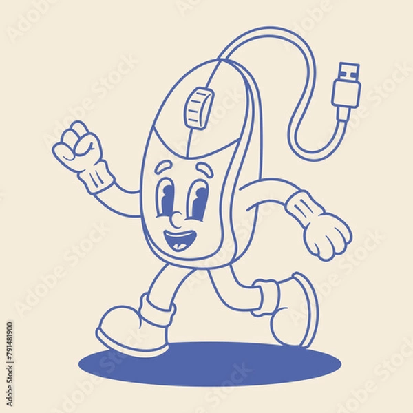 Obraz Computer Mouse Mascot Illustration Outline Version