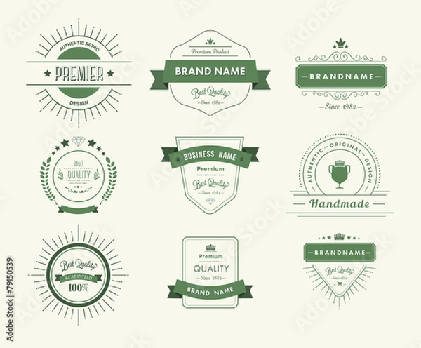 Fototapeta Green premium quality advertisement badges