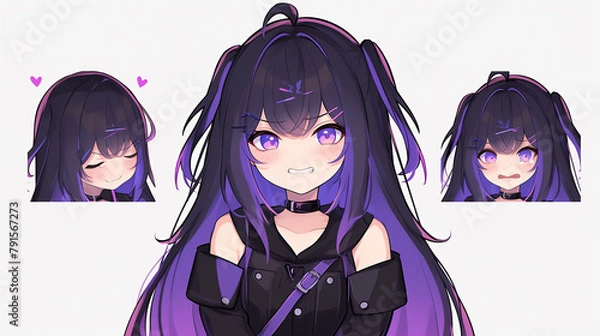 Fototapeta vtuber emotes. vtubers varied expressions. happy emote