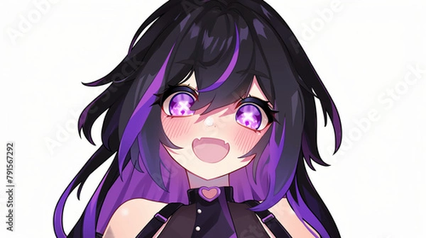 Fototapeta vtuber emotes. vtubers varied expressions. happy emote