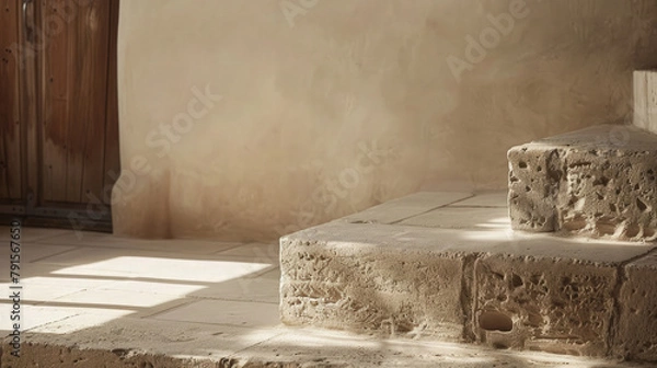 Fototapeta Stairs podium with natural lightning. Perfect for showcasing products.