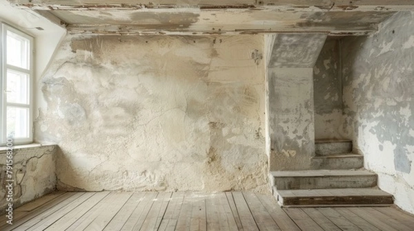Fototapeta New plastered walls in a renovated house  AI generated illustration