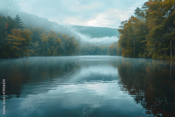 Fototapeta Calm Lake Views and Mirror-Like Waters 