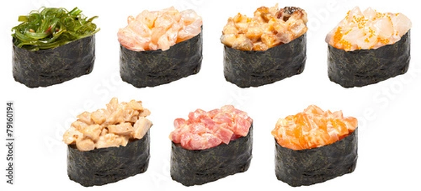 Obraz gunkan set seaffod isolated on white background