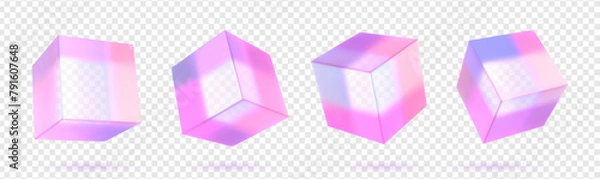 Fototapeta 3d vector render glass cube set.