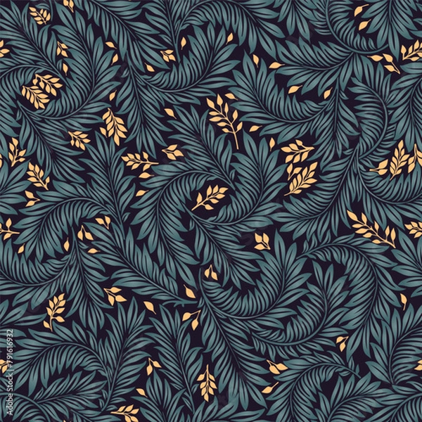 Obraz Floral vintage seamless pattern for retro wallpapers. Enchanted Vintage Flowers. Arts and Crafts movement inspired. Design for wrapping paper, wallpaper, fabrics and fashion clothes.