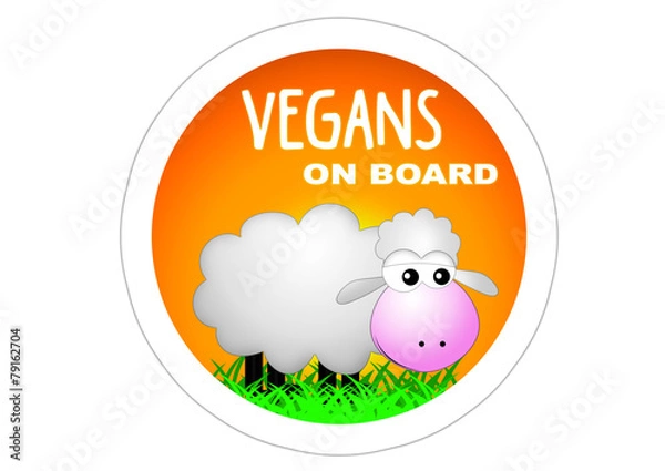 Obraz Vegans on Board / Sticker / Sheep /