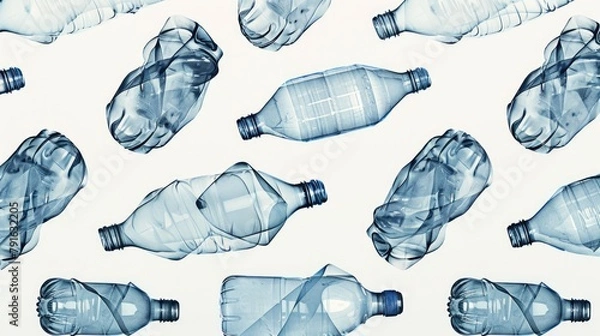 Obraz Pattern background with plastic bottles. Recycle, environmental contamination, pollution problem, ecology concept