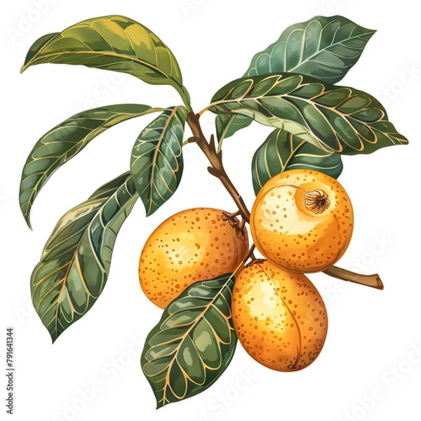 Fototapeta Clipart illustration a loquat on white background. Suitable for crafting and digital design projects.[A-0002]