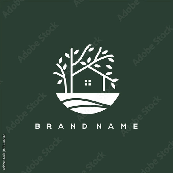 Obraz tree house and river nature logo vector