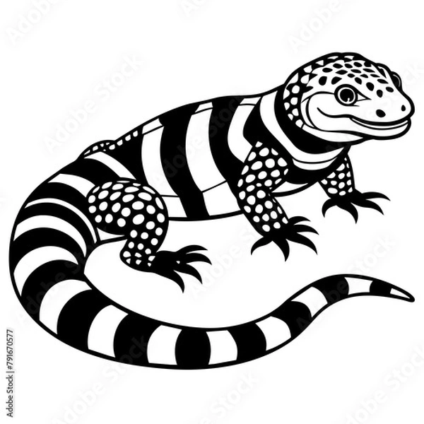 Obraz lizard on white background vector art silhouette 