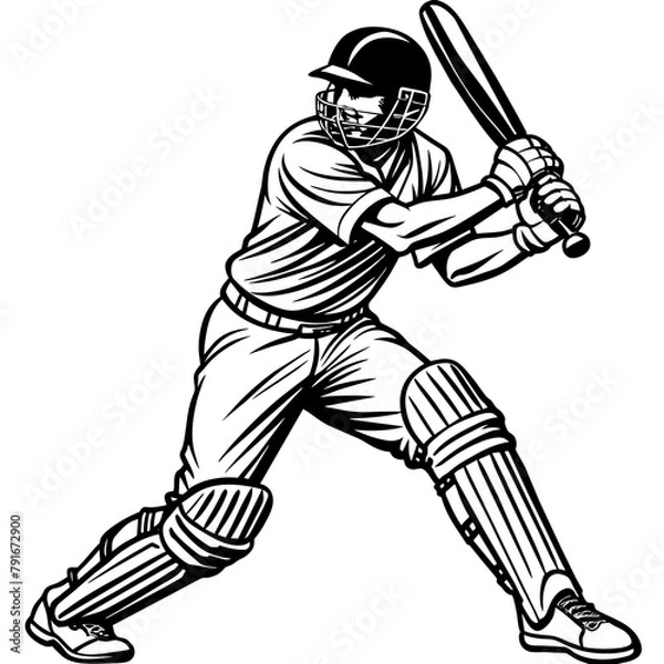 Obraz Cricket batsman vector art silhouette 
