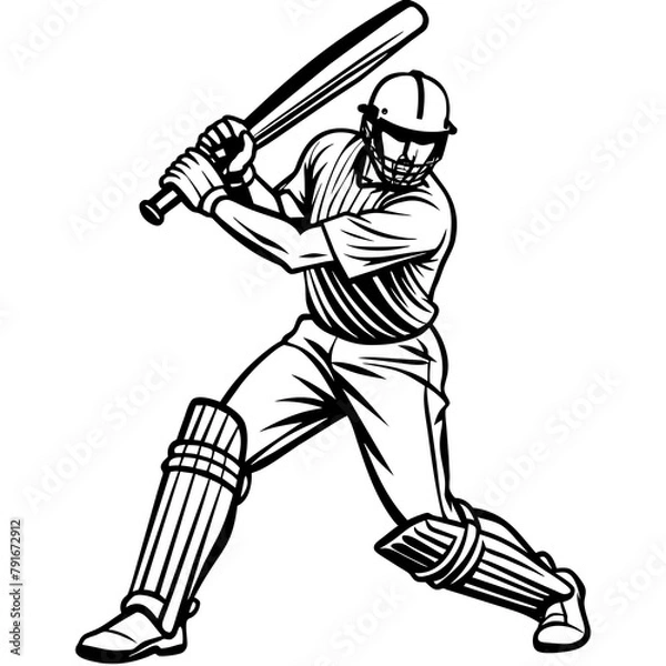 Obraz Cricket batsman vector art silhouette 