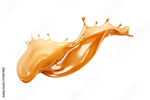 Fototapeta caramel syrup splash isolated on a transparent cut-out background. melted caramel sauce syrup splash PNG, Flowing Liquid