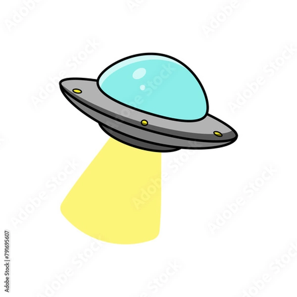 Fototapeta Illustration Vector Graphic of UFO Cartoon Isolated With White Background.
