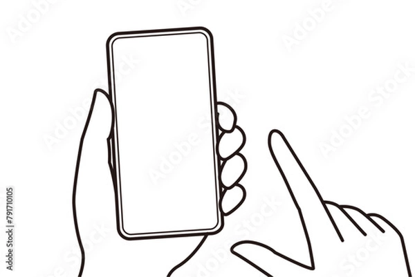 Obraz スマートフォン画面を操作する手のイラスト