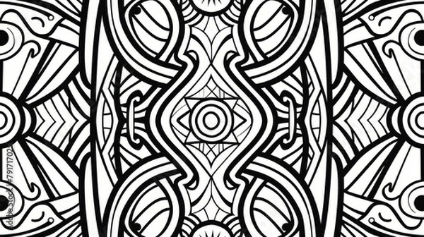Obraz Patterns: A coloring book page featuring a tribal pattern