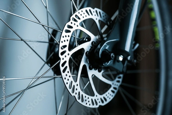 Fototapeta part of a bicycle close-up. bicycle brake disc. 