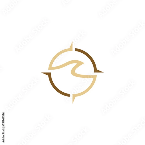 Obraz ocean compass simple sleek creative modern geometric logo design vector