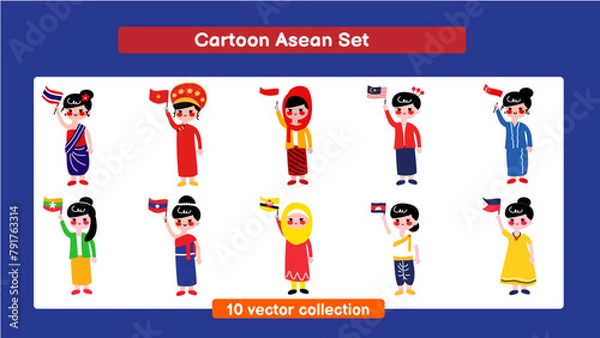 Fototapeta Cartoon Asean Set